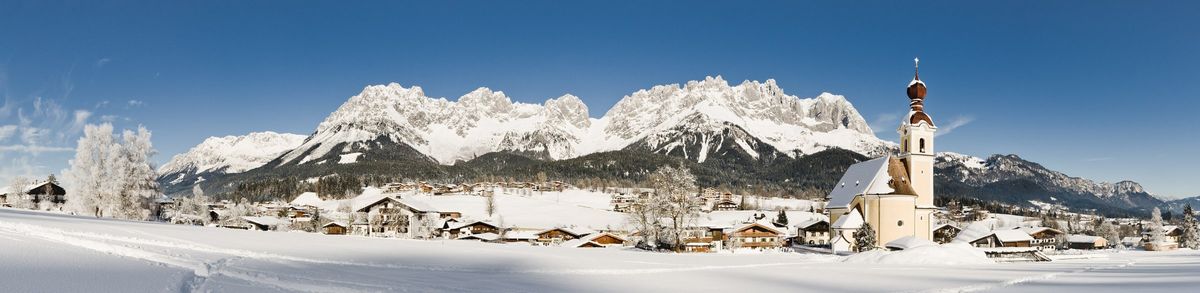 Winterpanorama von Going am Wilden Kaiser